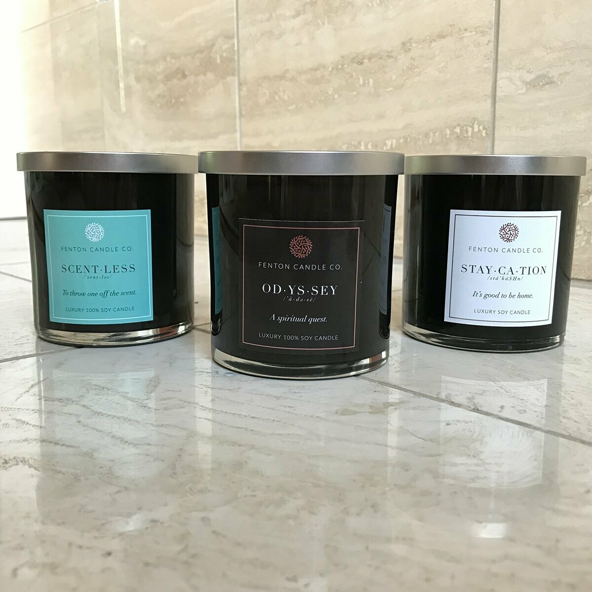 Black Luxury Soy Candles with Silver Lid 9 oz net weight