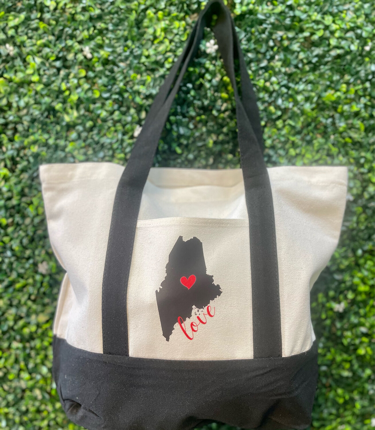 Maine State Love Canvas Tote Bag PREORDER Online Store Generations