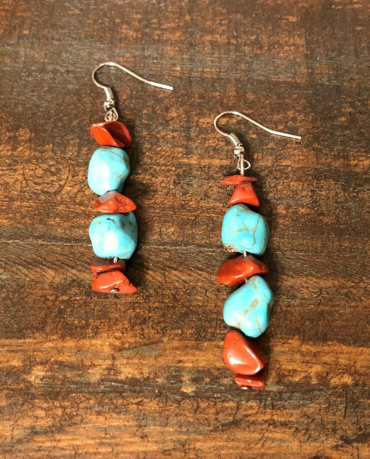 Turquoise and burnt orange earrings