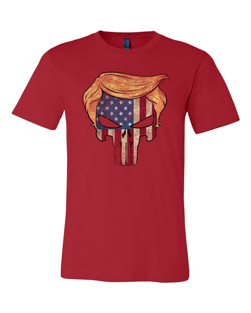 Peerless Embroidery Patriotic American Flag Vigilante Skull Men's TShirt