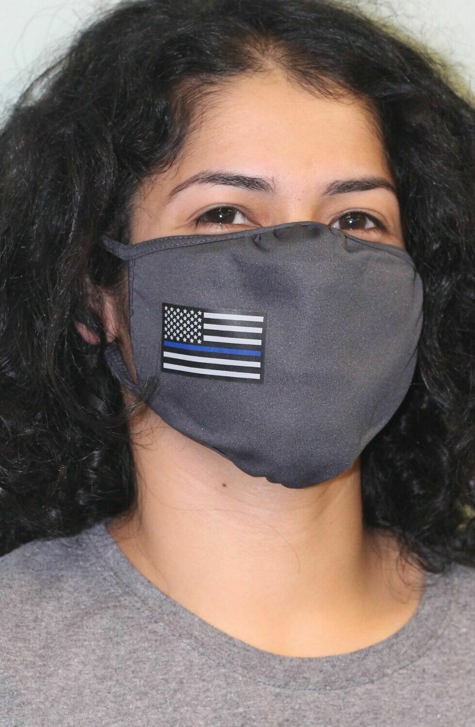 American Flag Blue Line Adj. Charcoal Grey Fask Mask