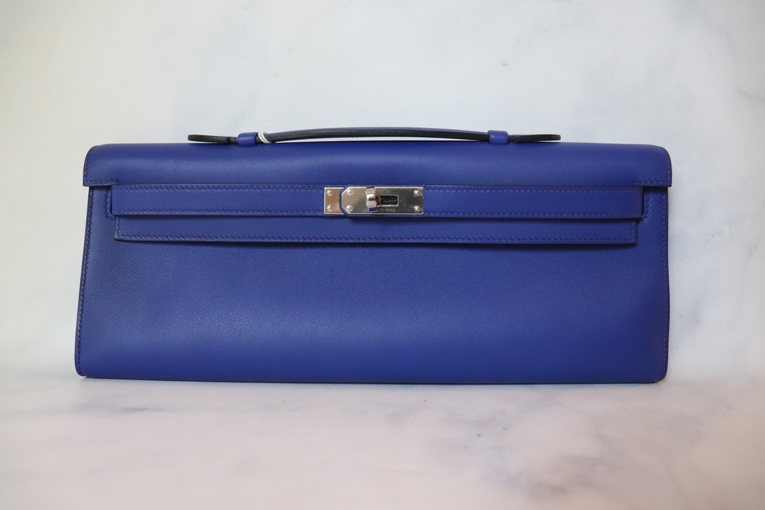 Hermes Kelly Clutch, Electric Blue with Silver Hardware Julia Rose