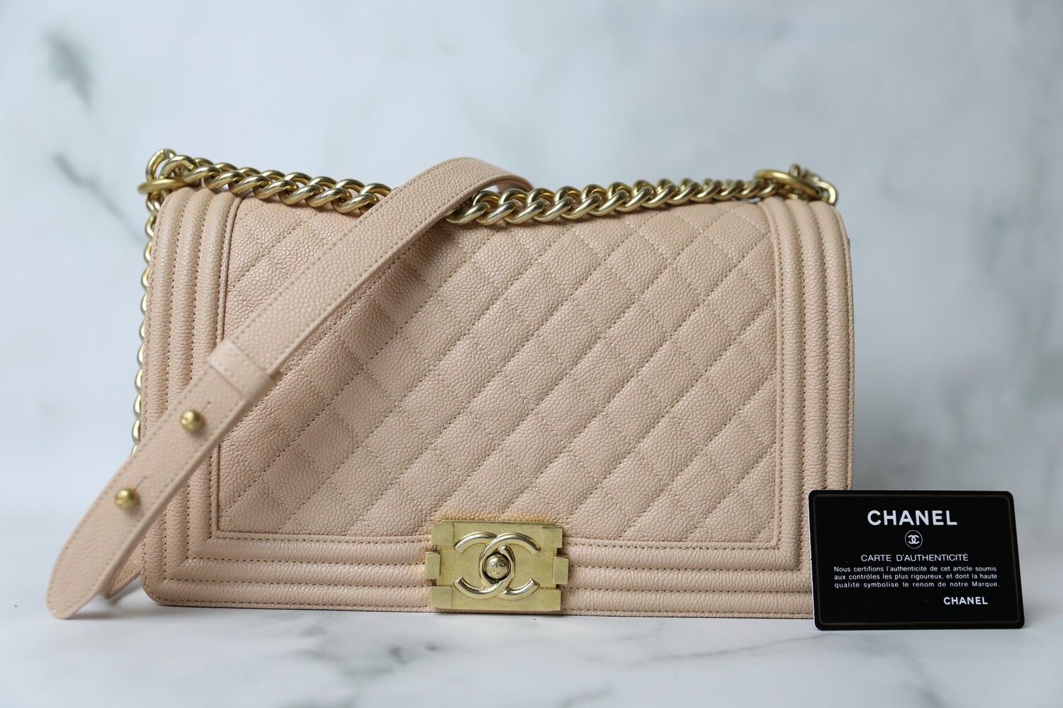 chanel beige caviar medium