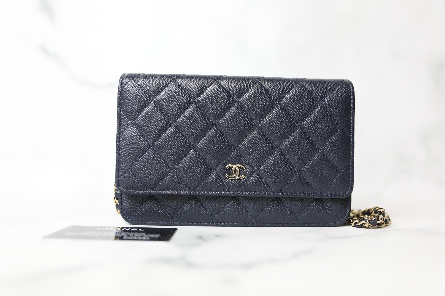 Chanel Classic Wallet on Chain, Navy Caviar with Gold Hardware
