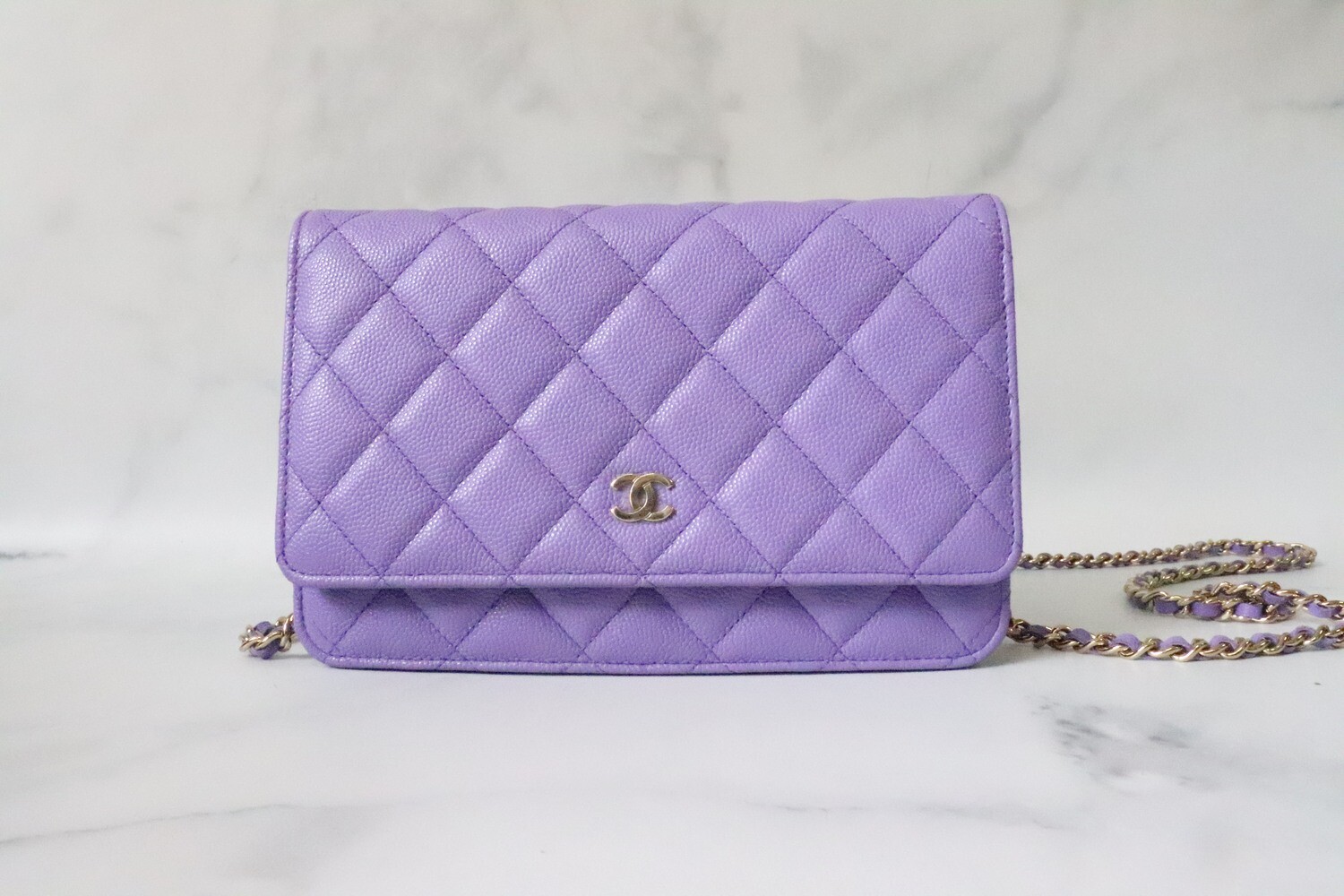 Chanel Wallet on Chain Purple Caviar Leather, Gold Hardware, Preowned