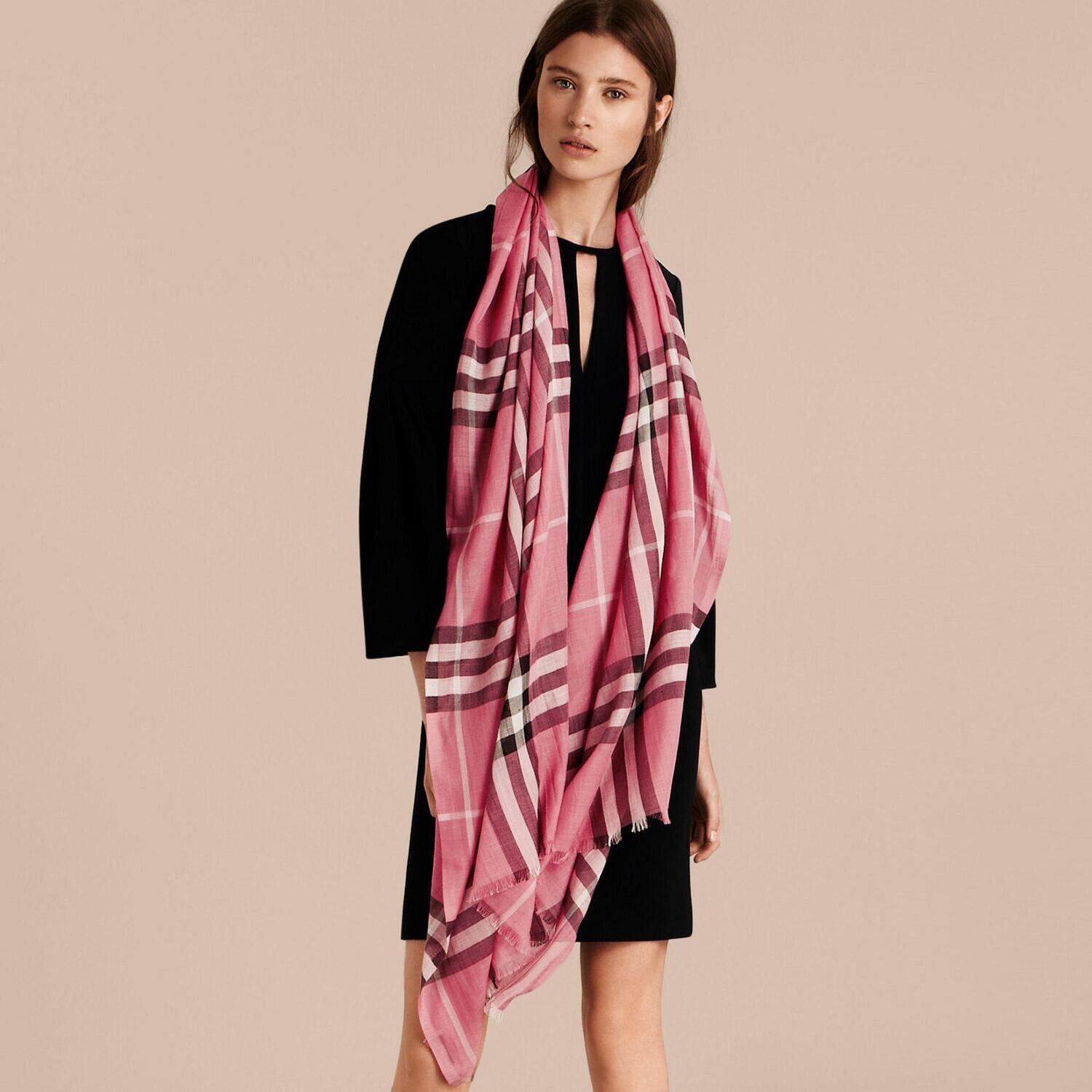 Burberry Scarf Lightweight Dark Pink Metallic, New No Box Julia