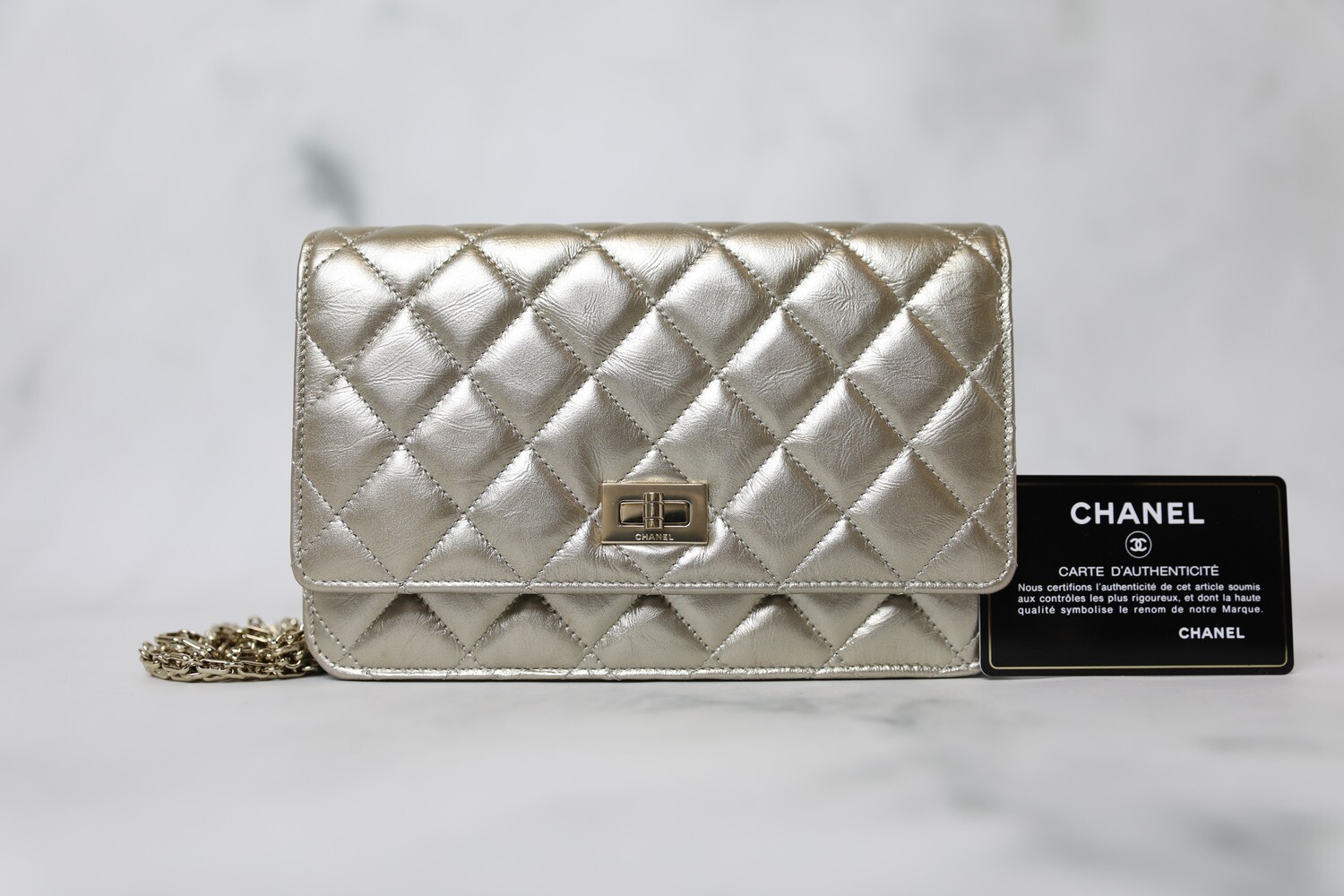 Chanel Reissue Wallet on Chain, Gold Calfskin with Gold Hardware, New ...