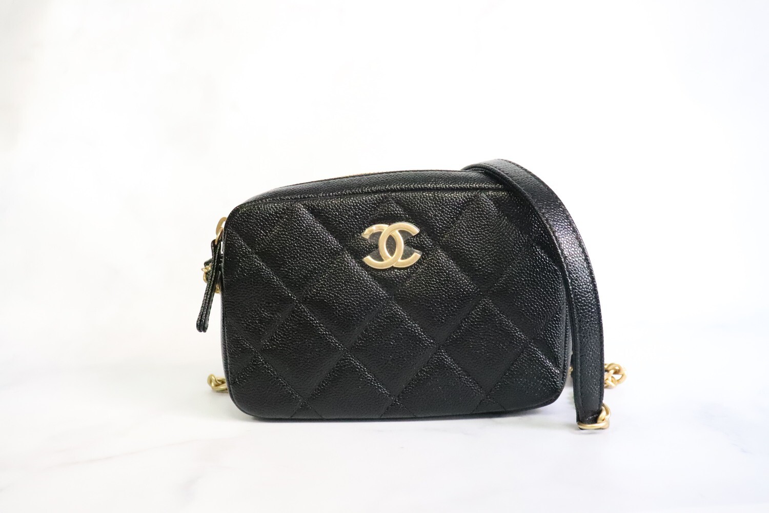Chanel Melody Camera Bag, Black Caviar Leather, Gold Hardware, New in