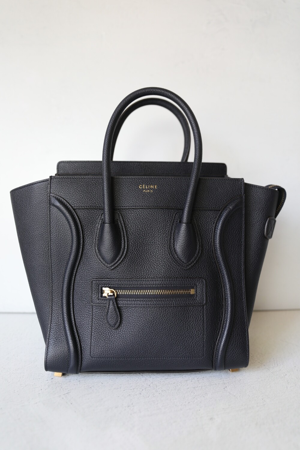 Celine Luggage Bag Micro, Grainy Leather With Gold Hardware, Preowned