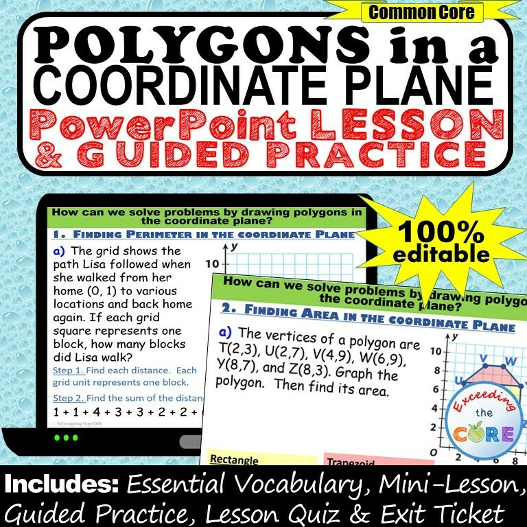 POLYGONS IN THE COORDINATE PLANE (perimeter / area) PowerPoint Lesson ...