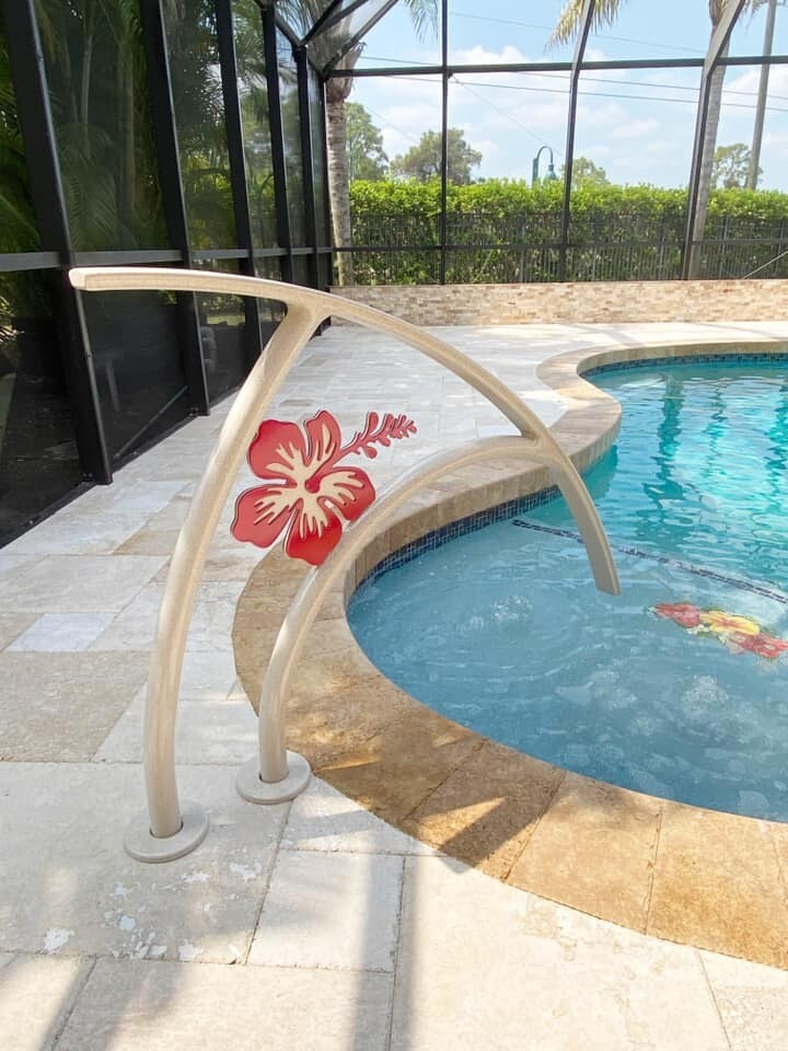 Pool Artistic Hibiscus Flower Arrowhead Metal Art Designs Artistic