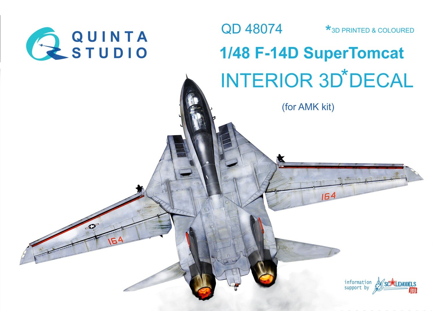 Quinta studio 1/48 F14D Tomcat 3DPrinted & colored Interior on decal