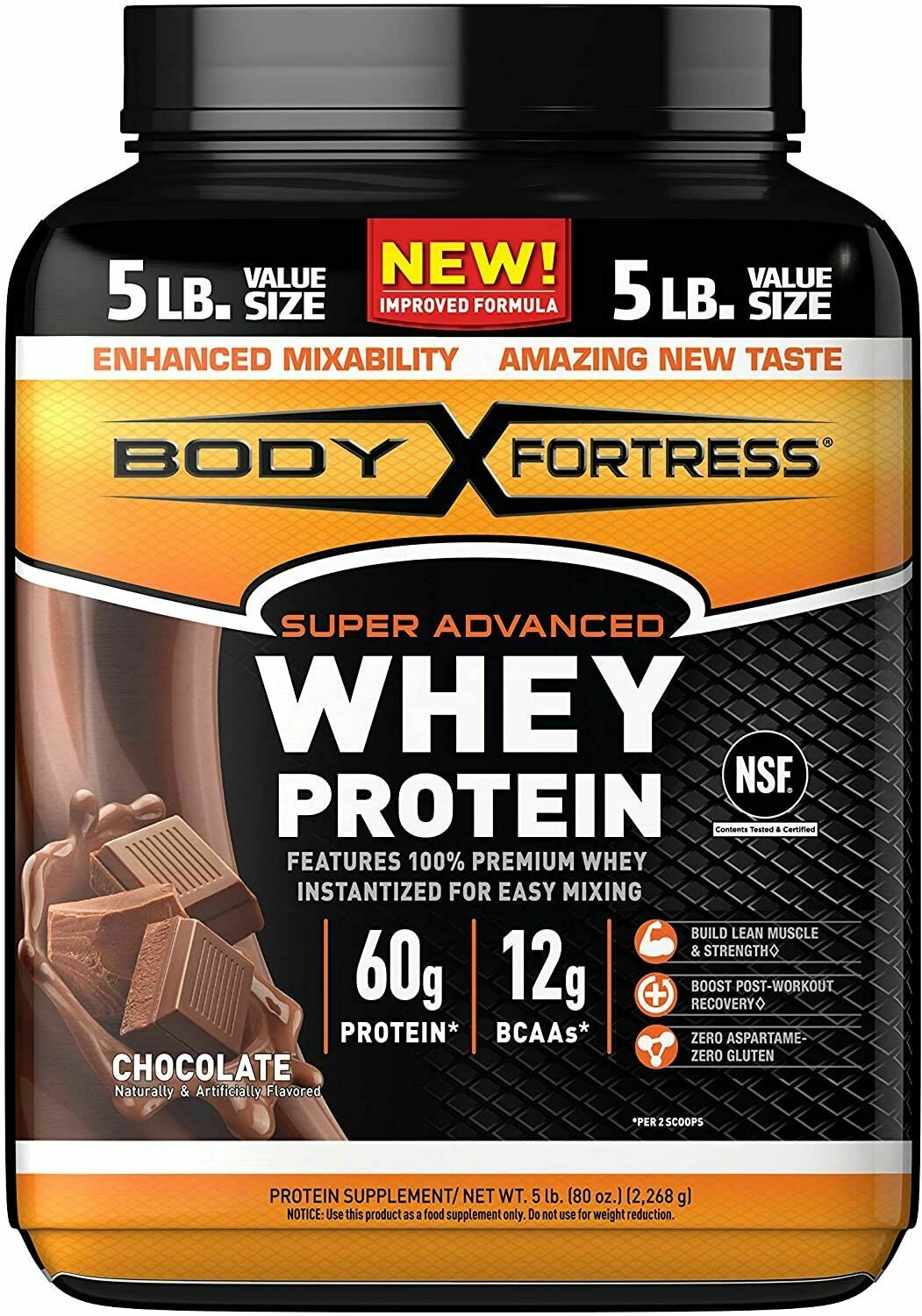 Body Fortress CHOCOLATE WHEY PROTEIN 5lbs (2,2kg) USA