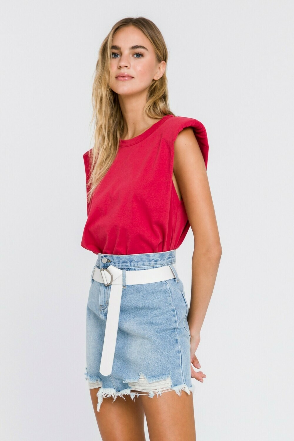 Endless Rose Shoulder Pads Muscle Tee