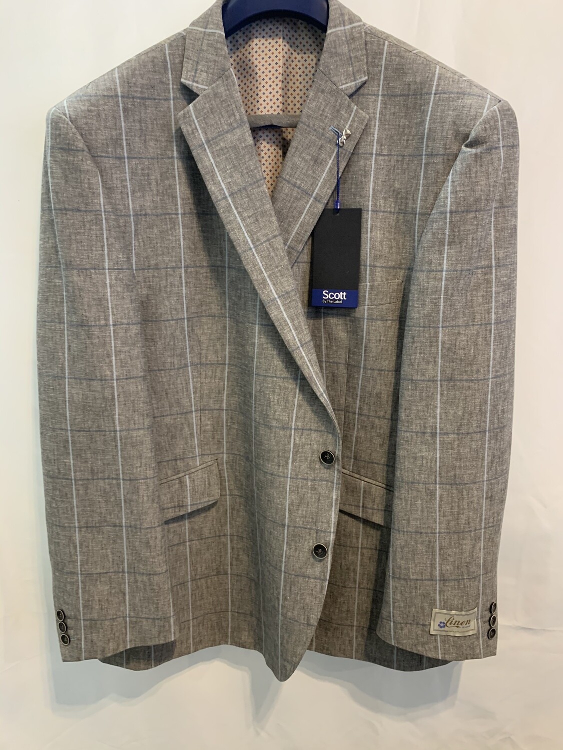 Scott Grey/blue checked linen jacket 54R