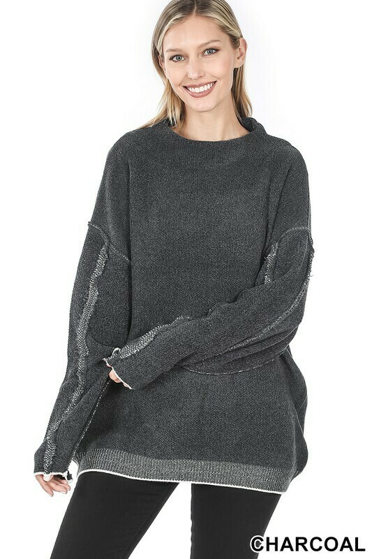 Zenana Oversized Mock Neck Sweater