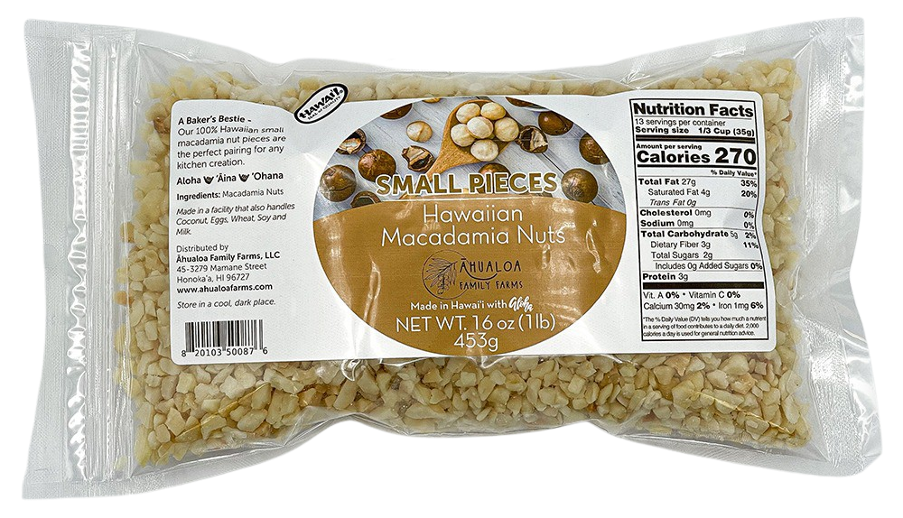 Hawaiian Macadamia Nut Small Pieces Ahualoa Family Farms