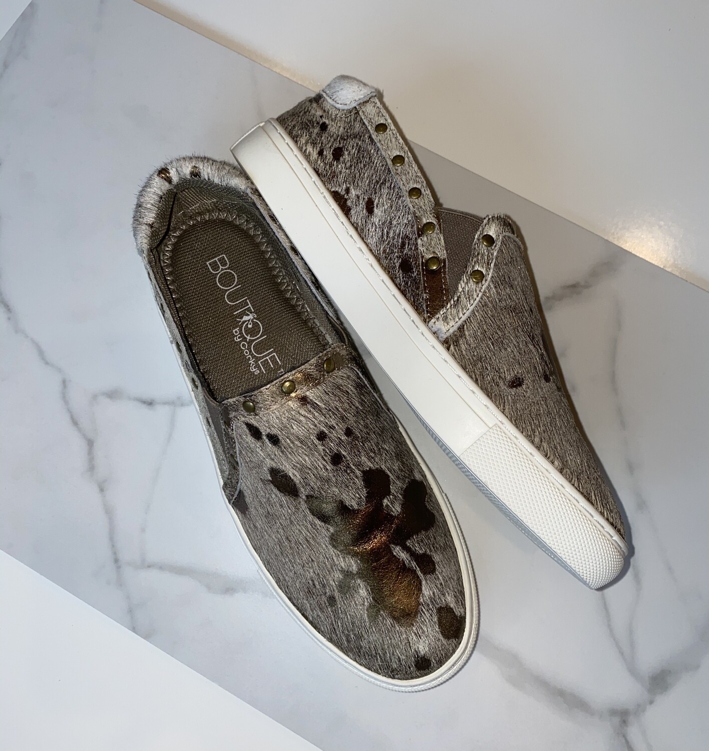 Corkys Pine Top Cowhide Slip On Tennis Shoes