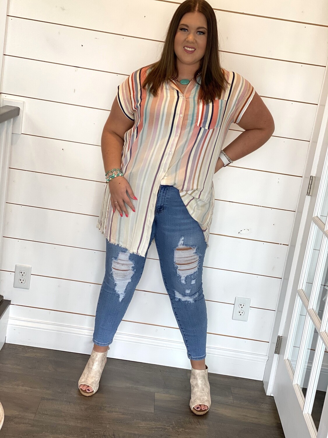 bleached striped shirt