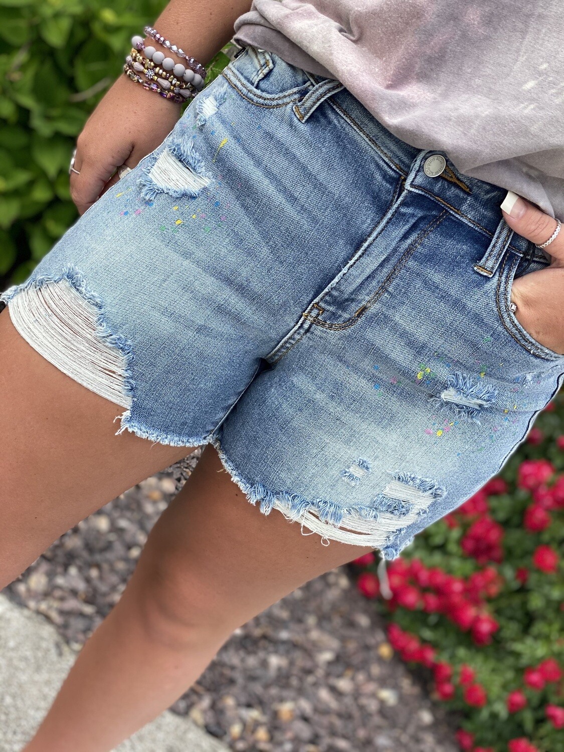 Judy Blue Paint Splatter Shorts