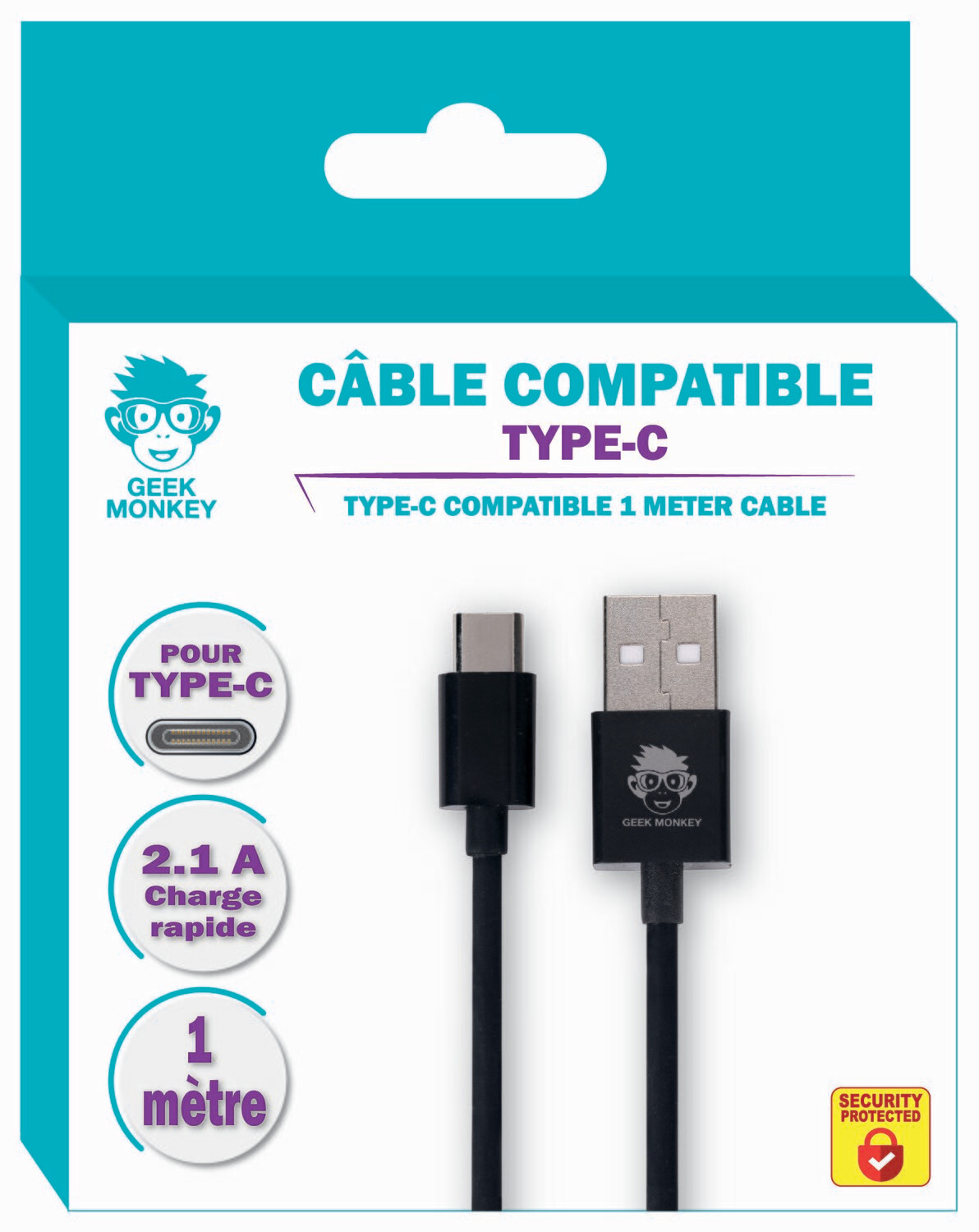 CABLE TYPE C 1M 2.1A QUICK CHARGE