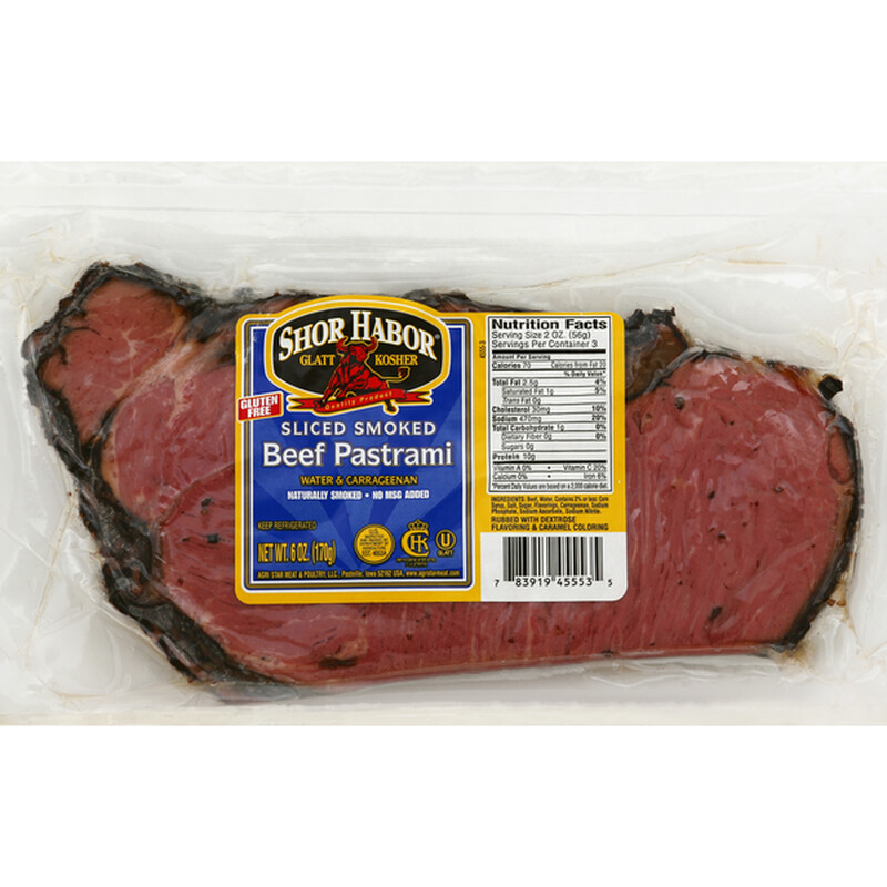 Sliced Smoked Beef Pastrami 6oz Shor Habor KP