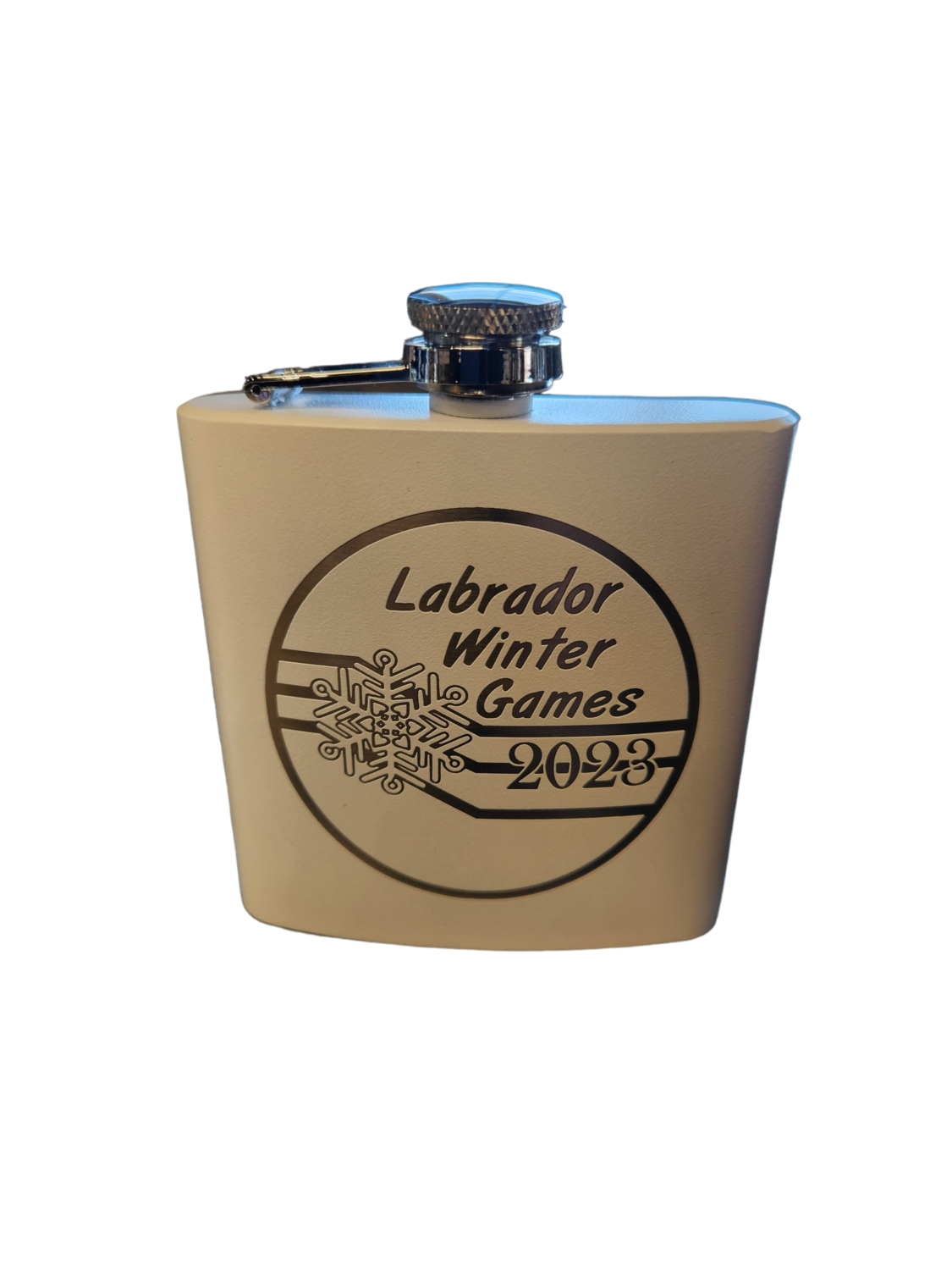 6 oz. Matte White Powder Coated Laserable Stainless Steel Flask