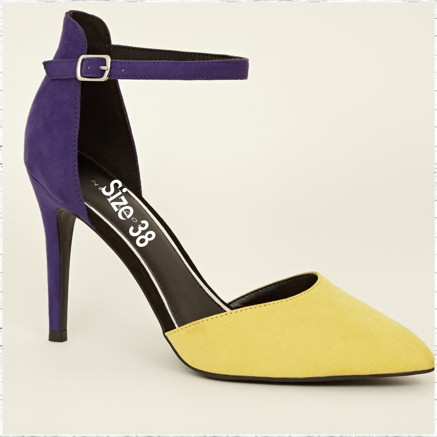 purple and yellow heels