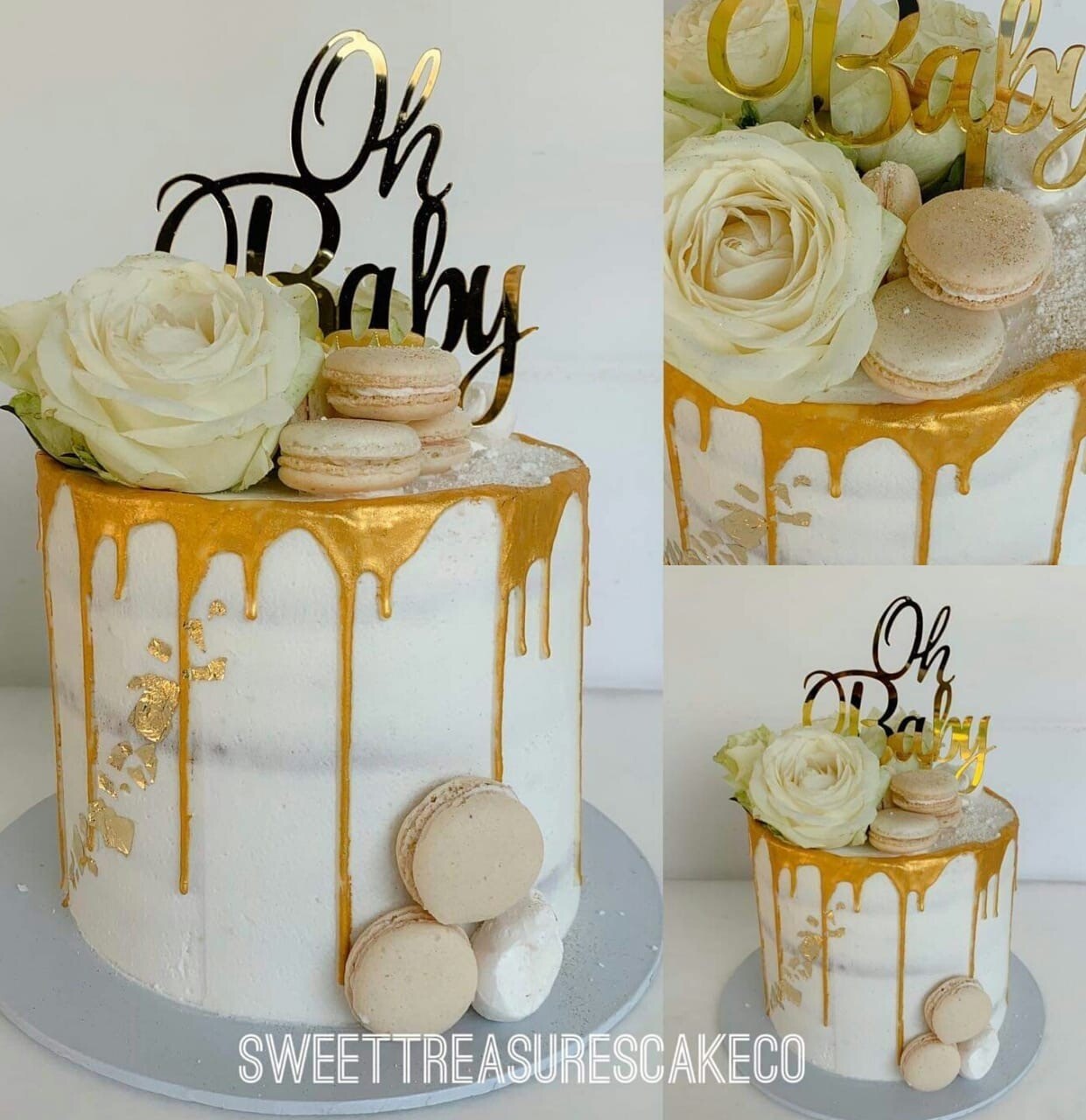 Oh Baby gold drip cake