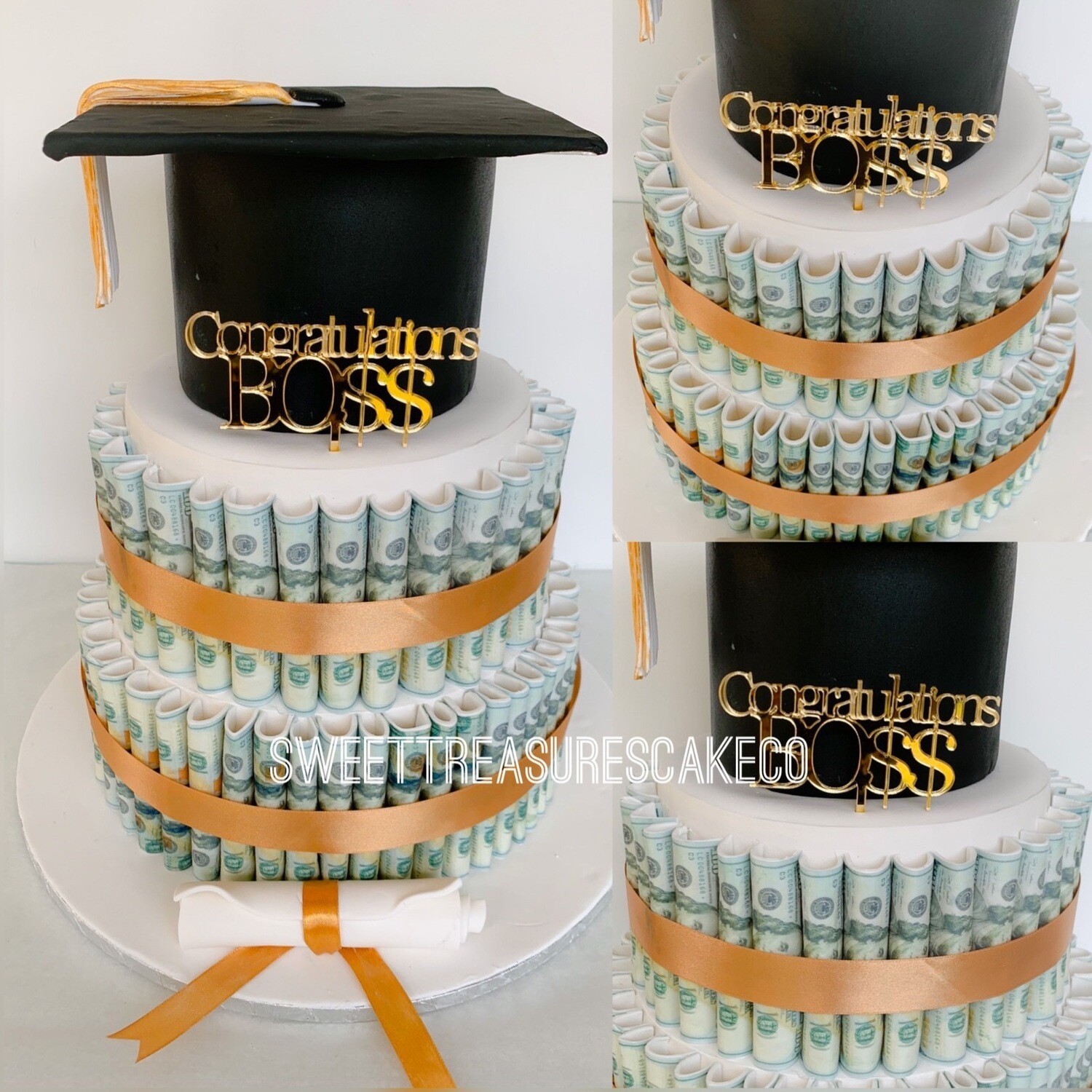 Graduation money cake