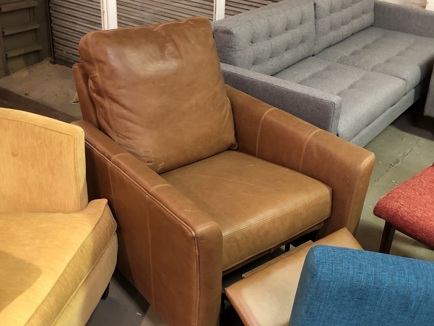 Layla Leather Recliner (Ballard Designs) (Latte)