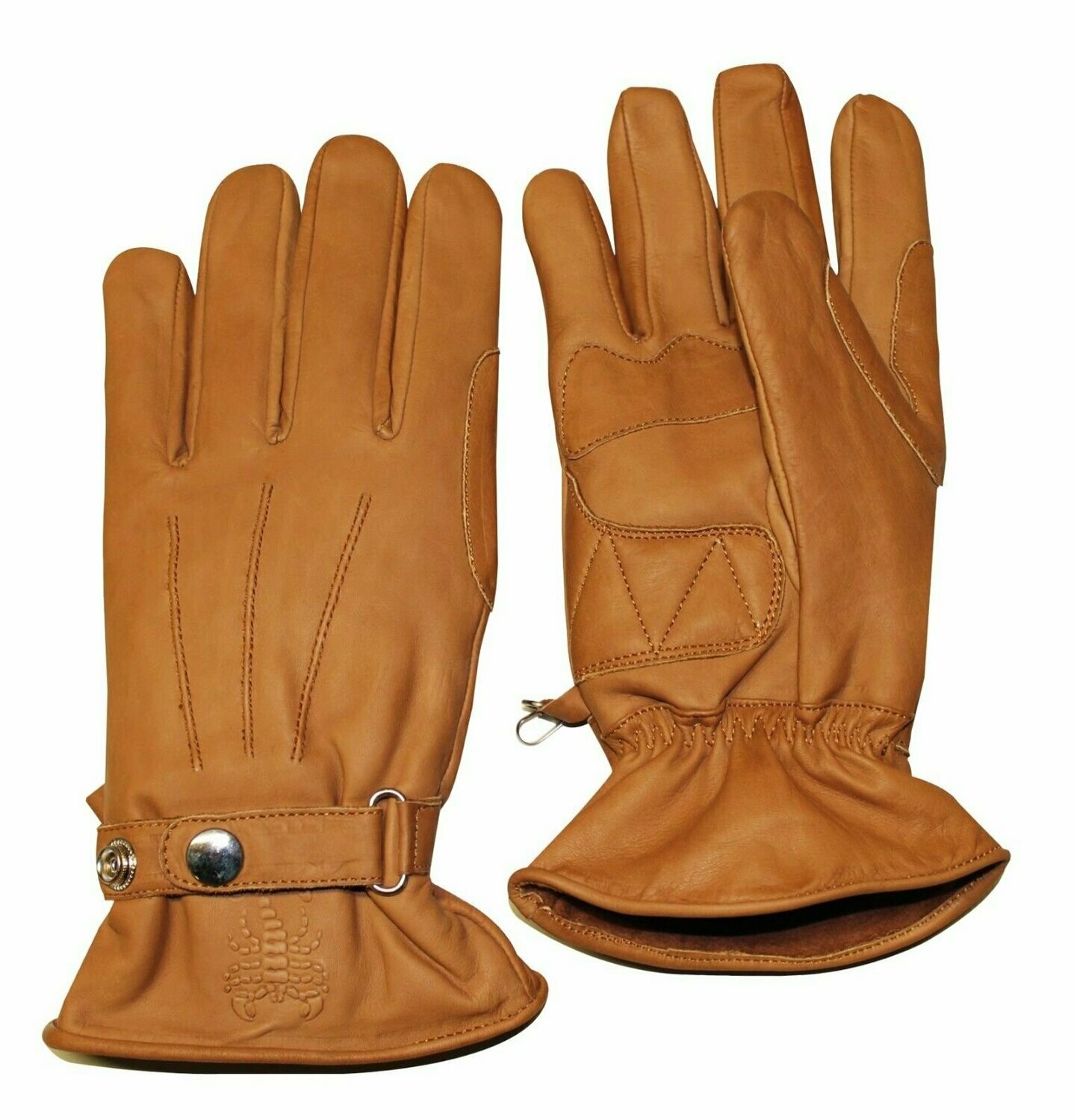 Motorrad Lederhandschuhe StoneAge – Chopper-Style, Antik Braun, Gr. M, Mit Kevlar, Ganzjährig Tragbar