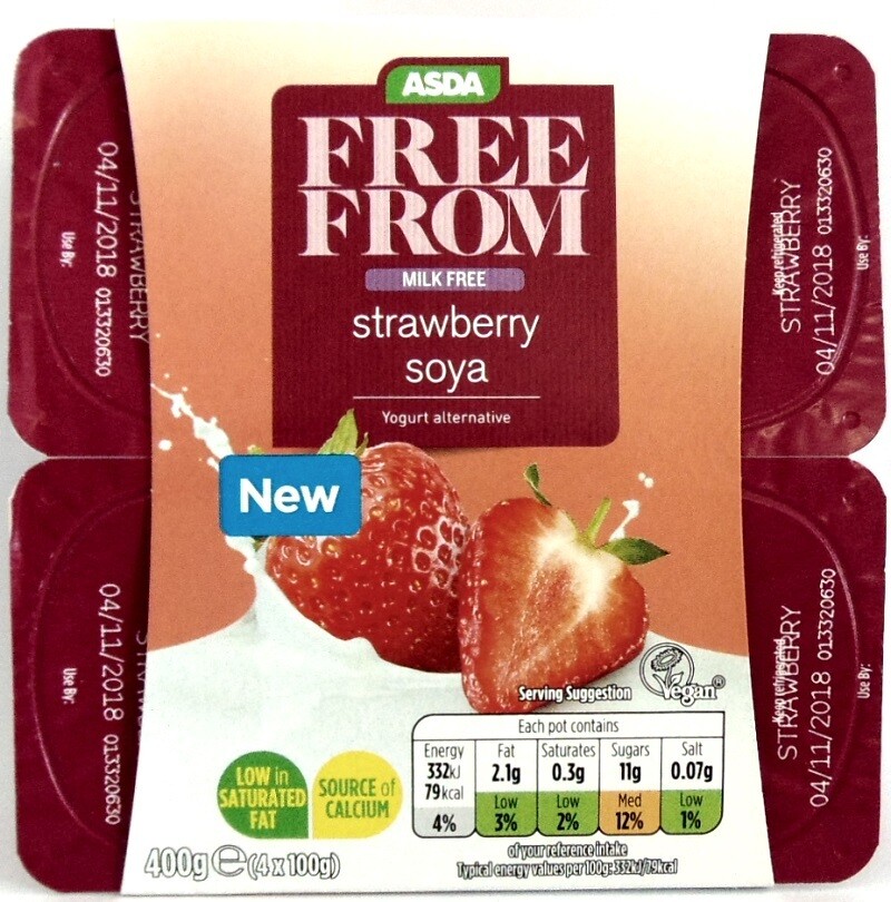 Asda Free From Strawberry Soya Yogurts
