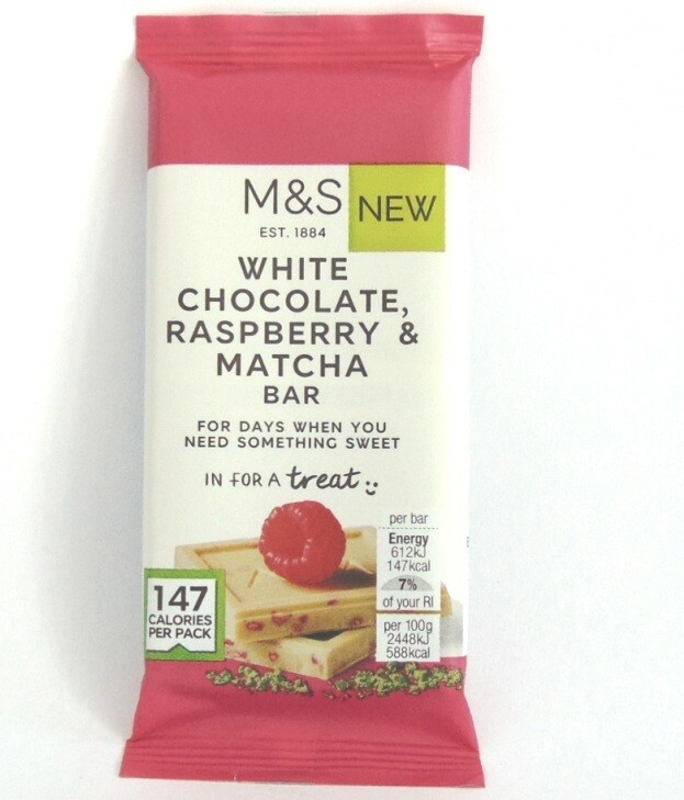 Marks and Spencer White Chocolate, Raspberry & Matcha Bar