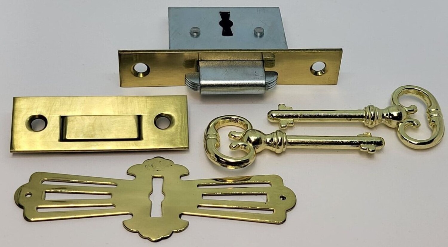 Full Mortise ROLL TOP DESK LOCK SET Square plate brass Lock Catch 2
