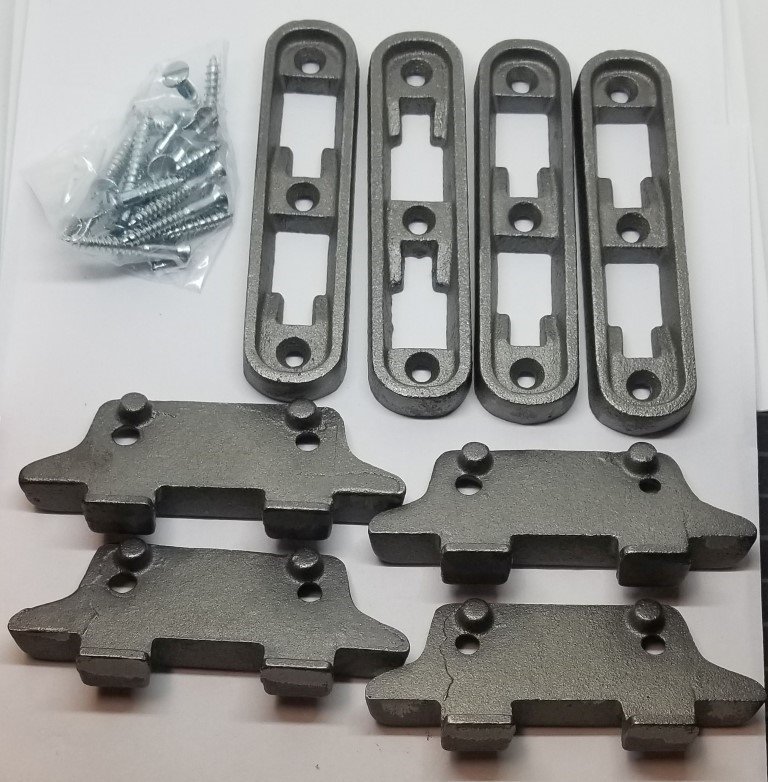 MEDIUM Cast Iron Bed Rail Fastener Set (kit) 4 frame hooks Post