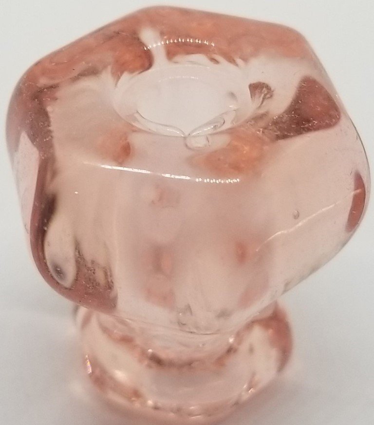 1" DEPRESSION PINK ROSE Hexagonal Glass Knob 1 inch Hexagon antique