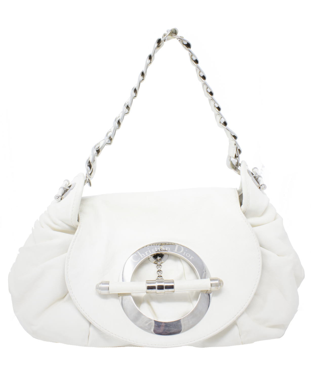 Christian Dior White Leather Toggle Bag shop Shop De Cru