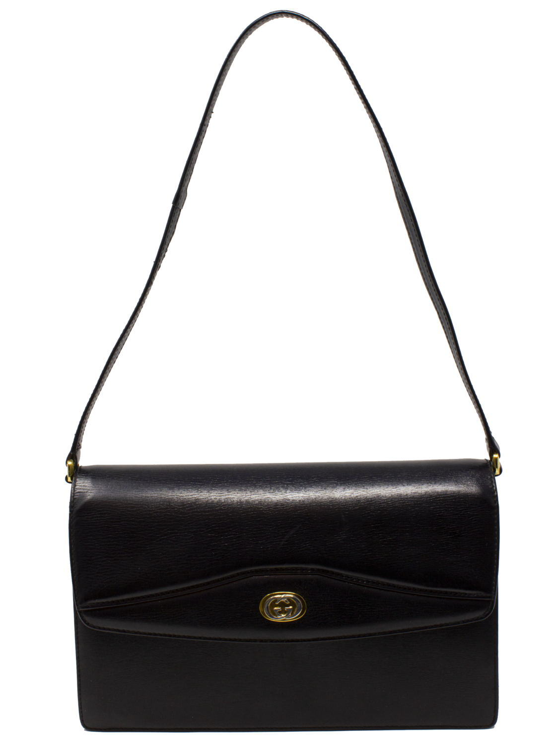 Gucci Black Leather Flap Bag shop