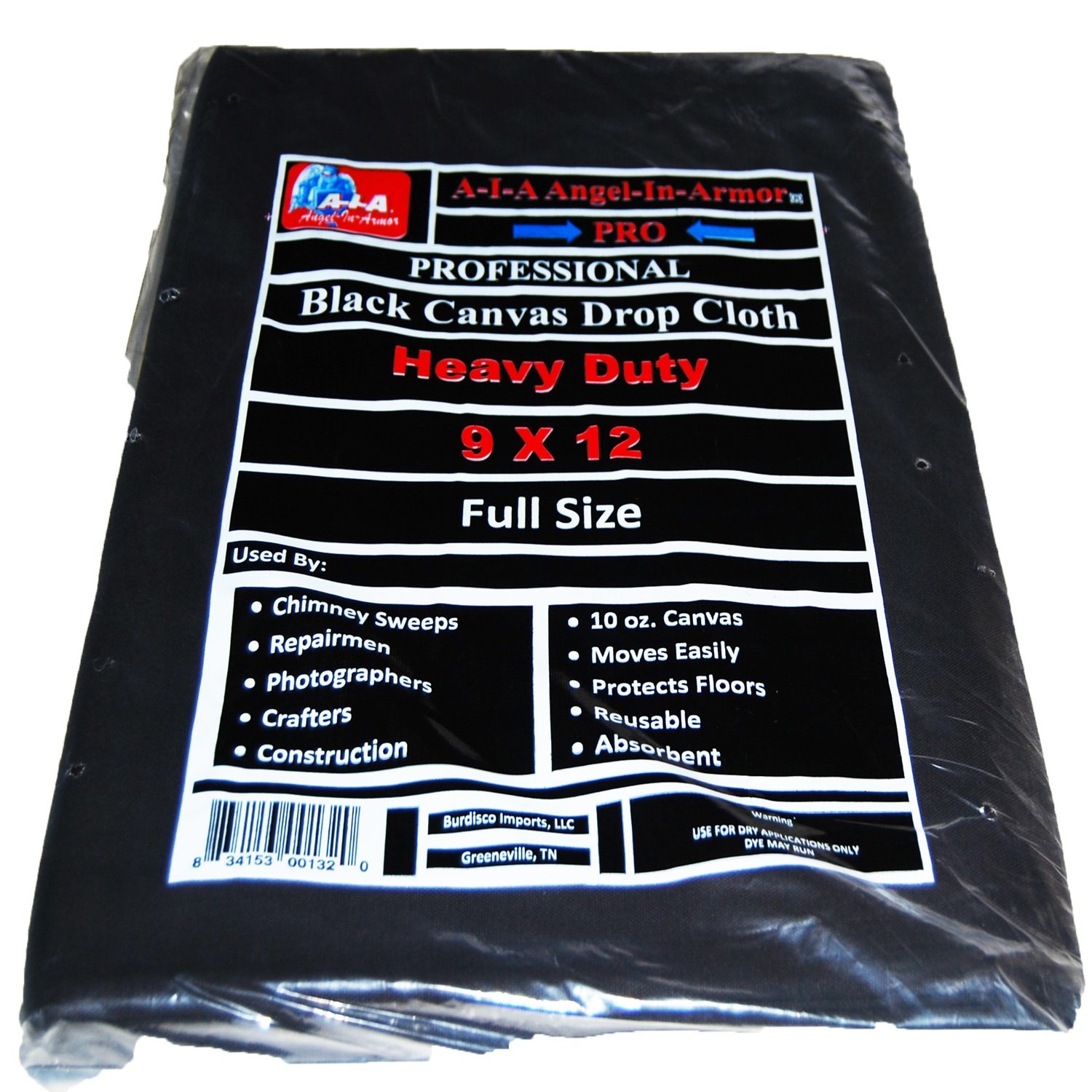 Black Canvas Drop Cloth 9 X 12