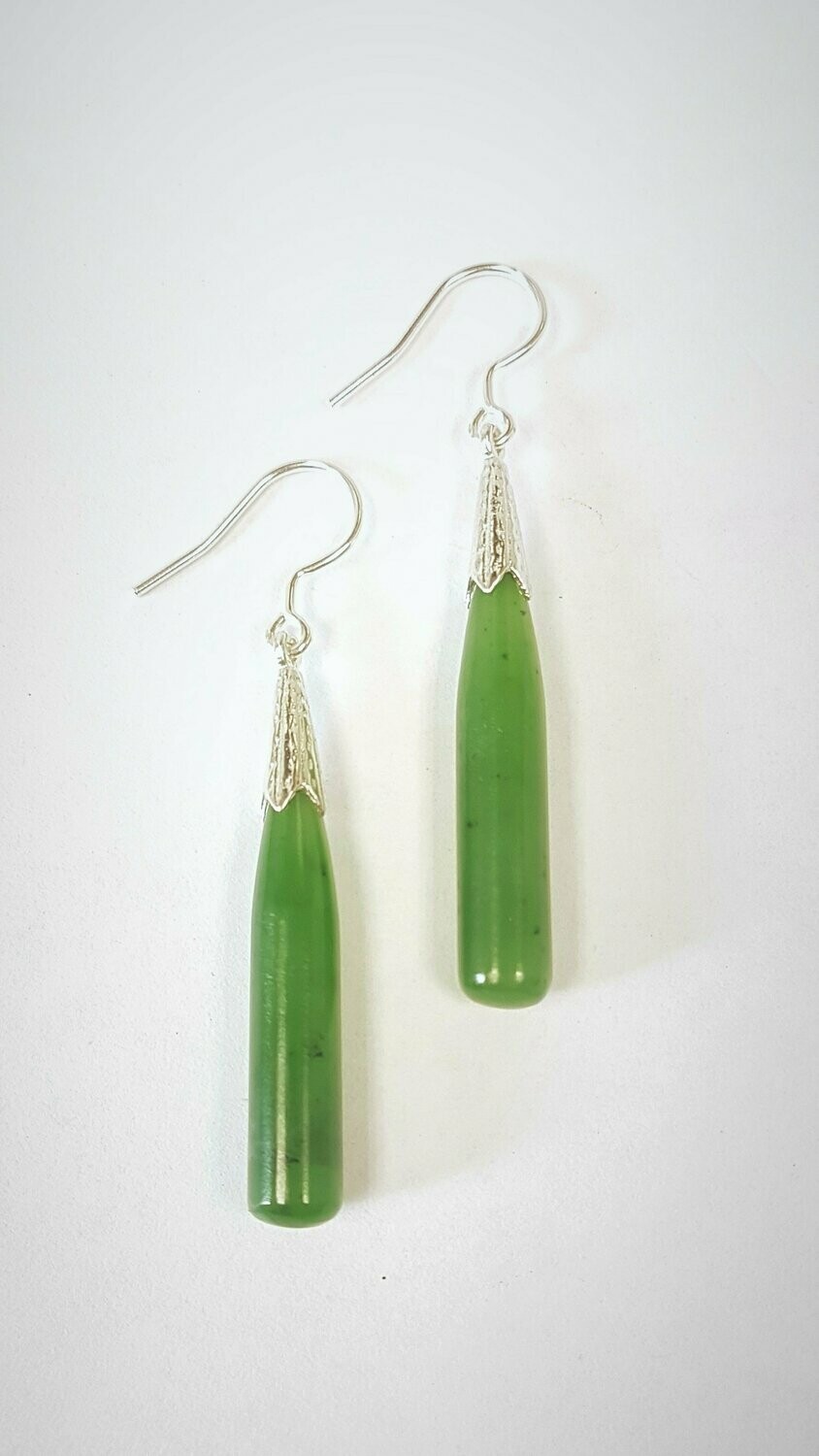 Greenstone and Silver Drop Earrings ES58S