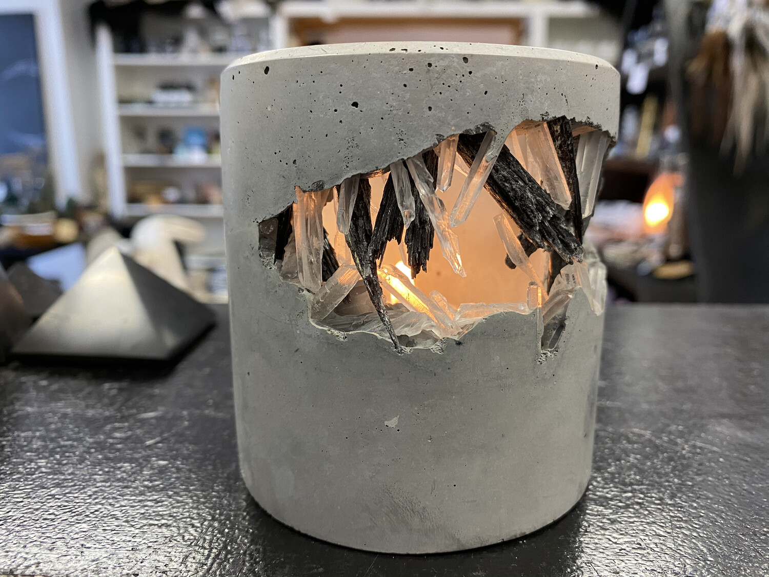 SP Crystal Infused Concrete Votive Holder