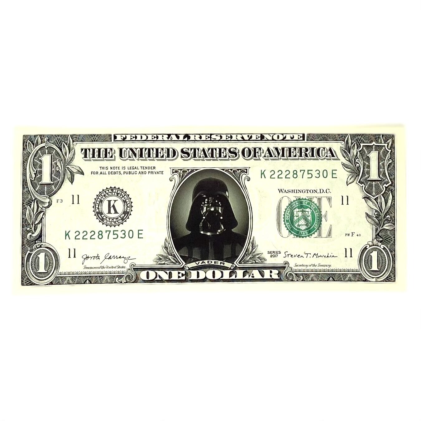 Famous Face Dollar Bill Darth Vader