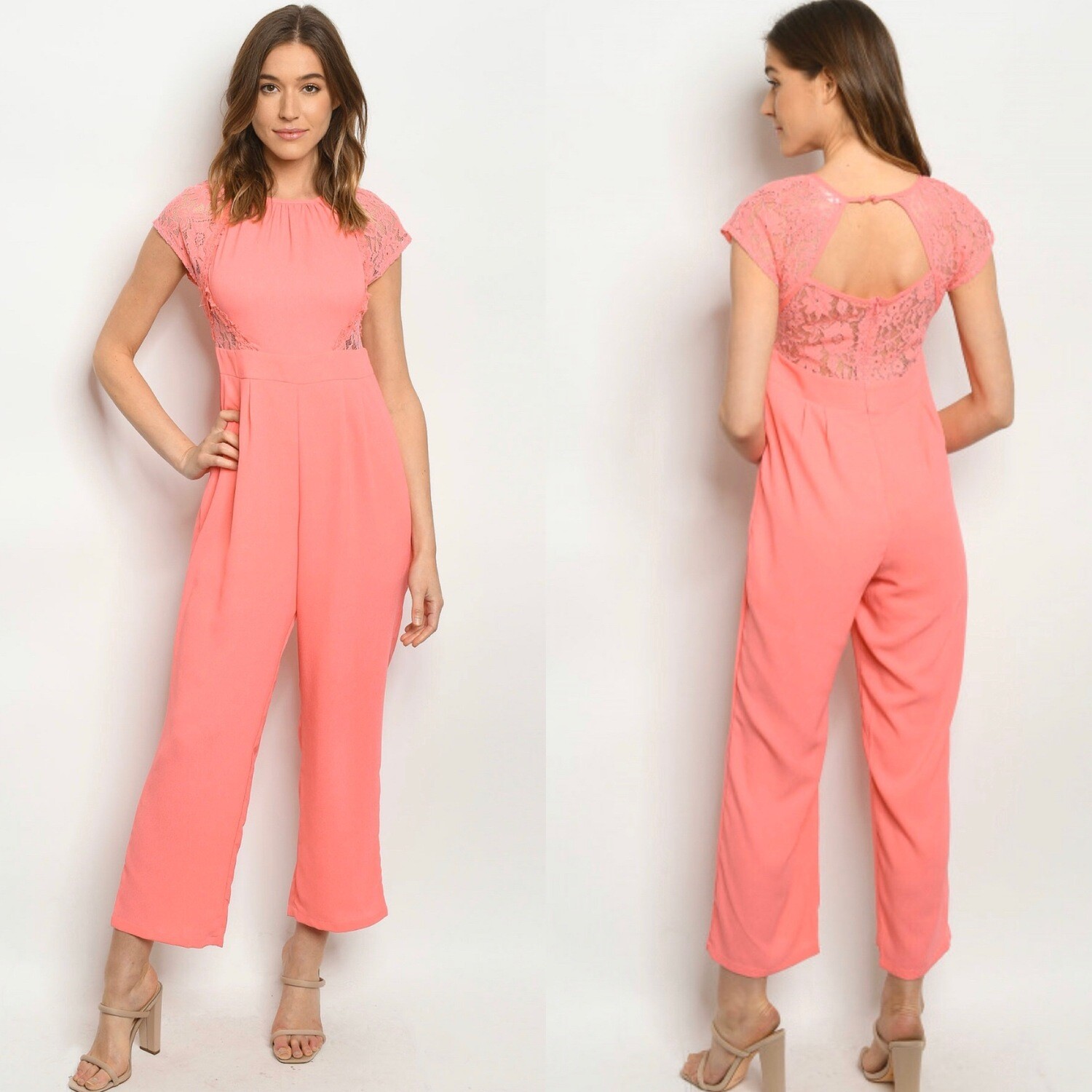 PINK LACE JUMPSUIT