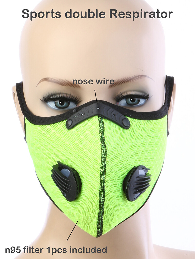 LIME GREEN N95 SPORTS BREATH VALVE RESPIRATOR MASK