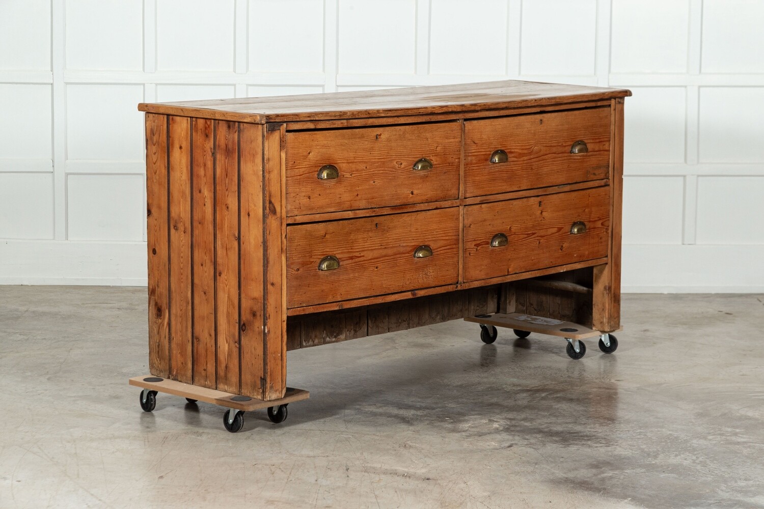 Large 19thC English Pine Dresser Base