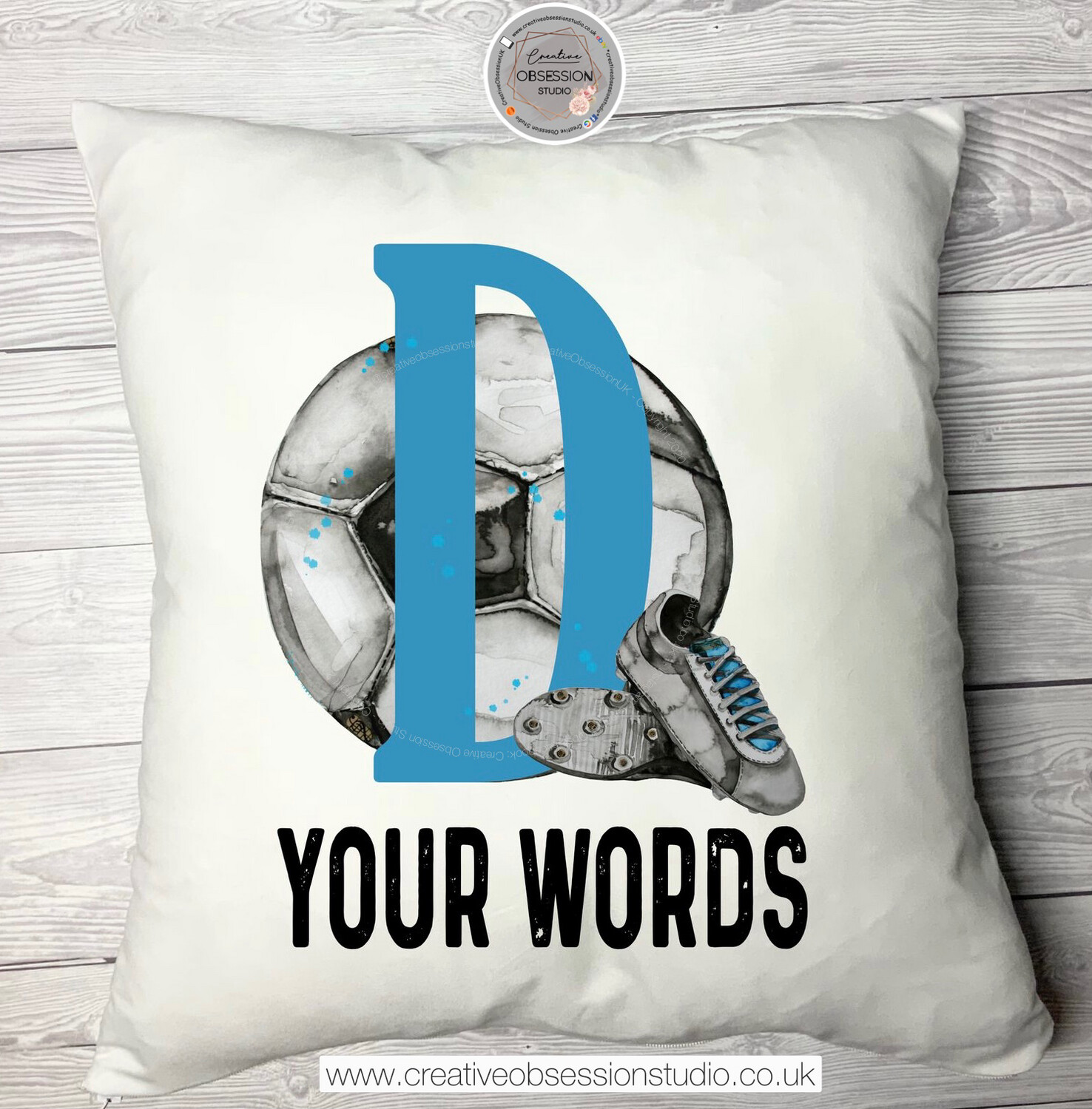 Football Initial Personalised Cushion Footie Mad Football Fan Gift