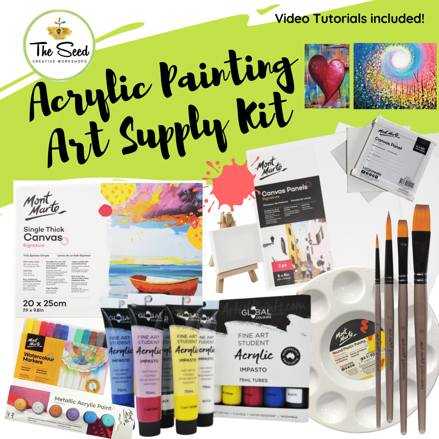Acrylic Painting Art Supply Kit & Instructional Lessons!