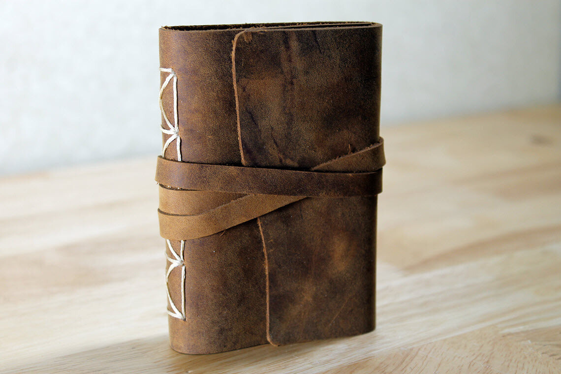 Leather Pocket Bible New Testament with Psalms Rustic