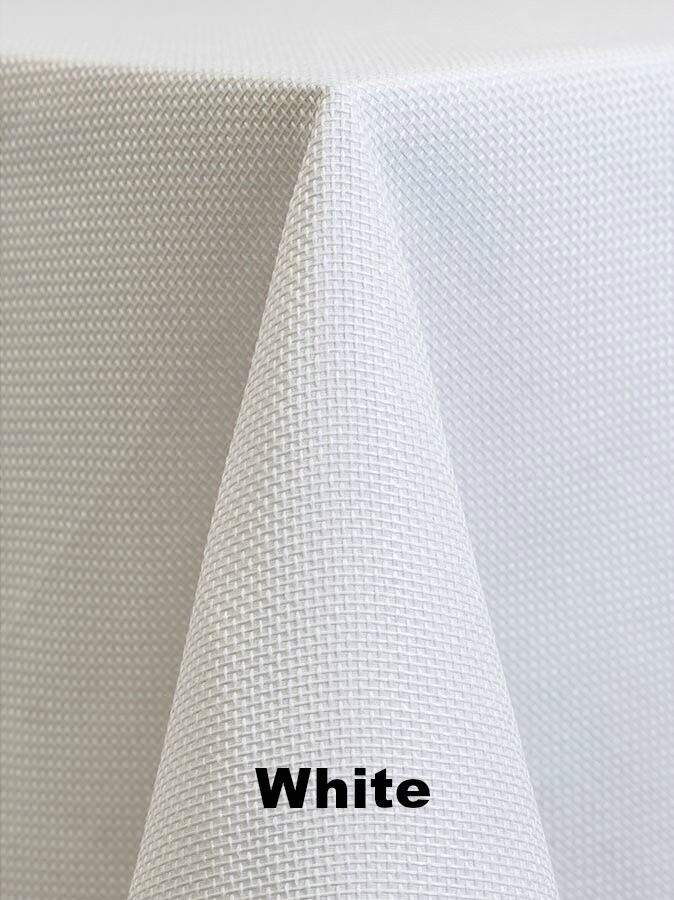 Linens For Less 84" Round in Rattan White Damask Custom tablecloth